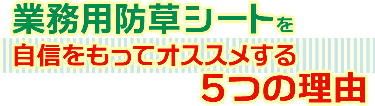 業務用防草シートを自信をもってオススメする5つの理由